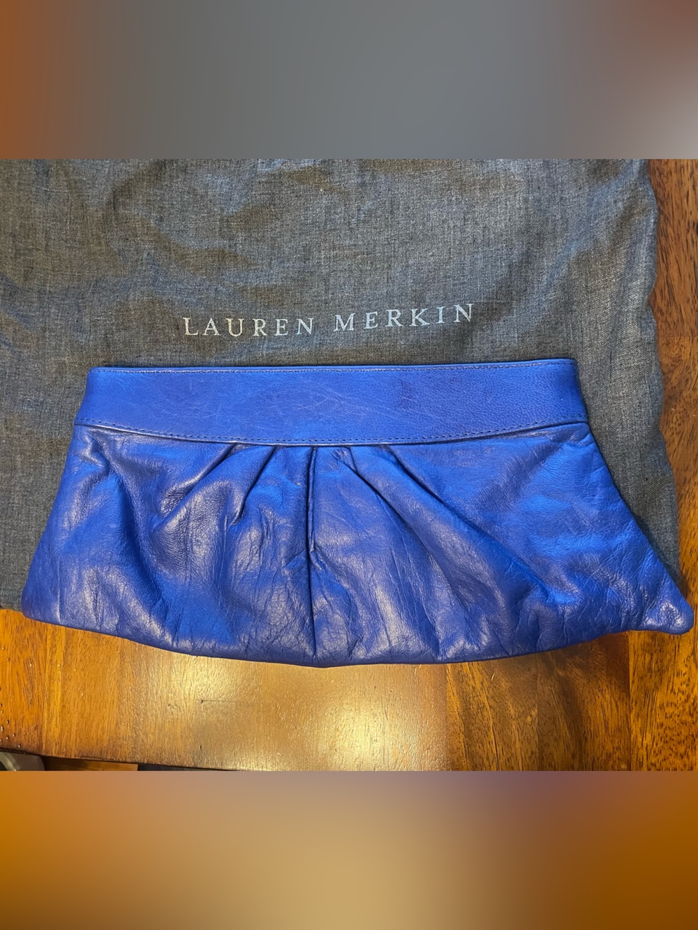 Lauren Merkin Royal Blue Leather Clutch